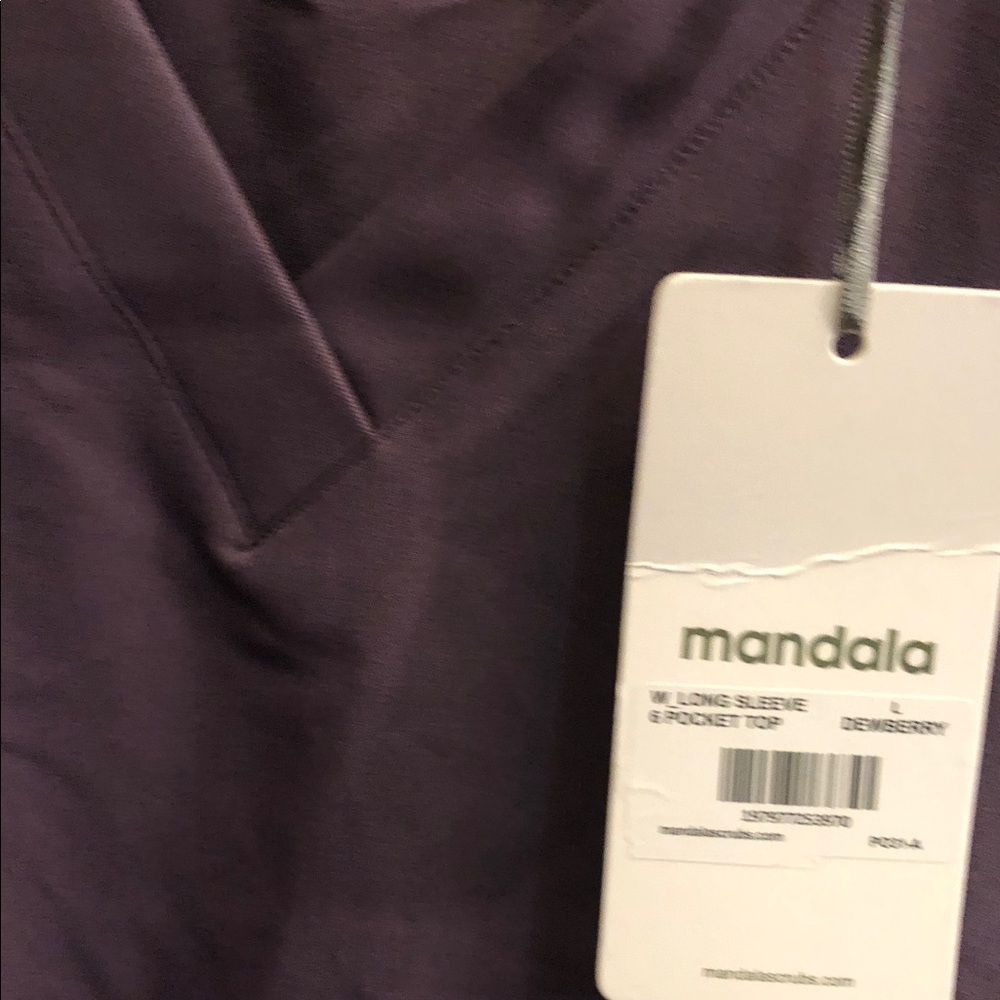 mandala Women's Long Sleeve V-Neck Top in Plum - Picture 8 of 10